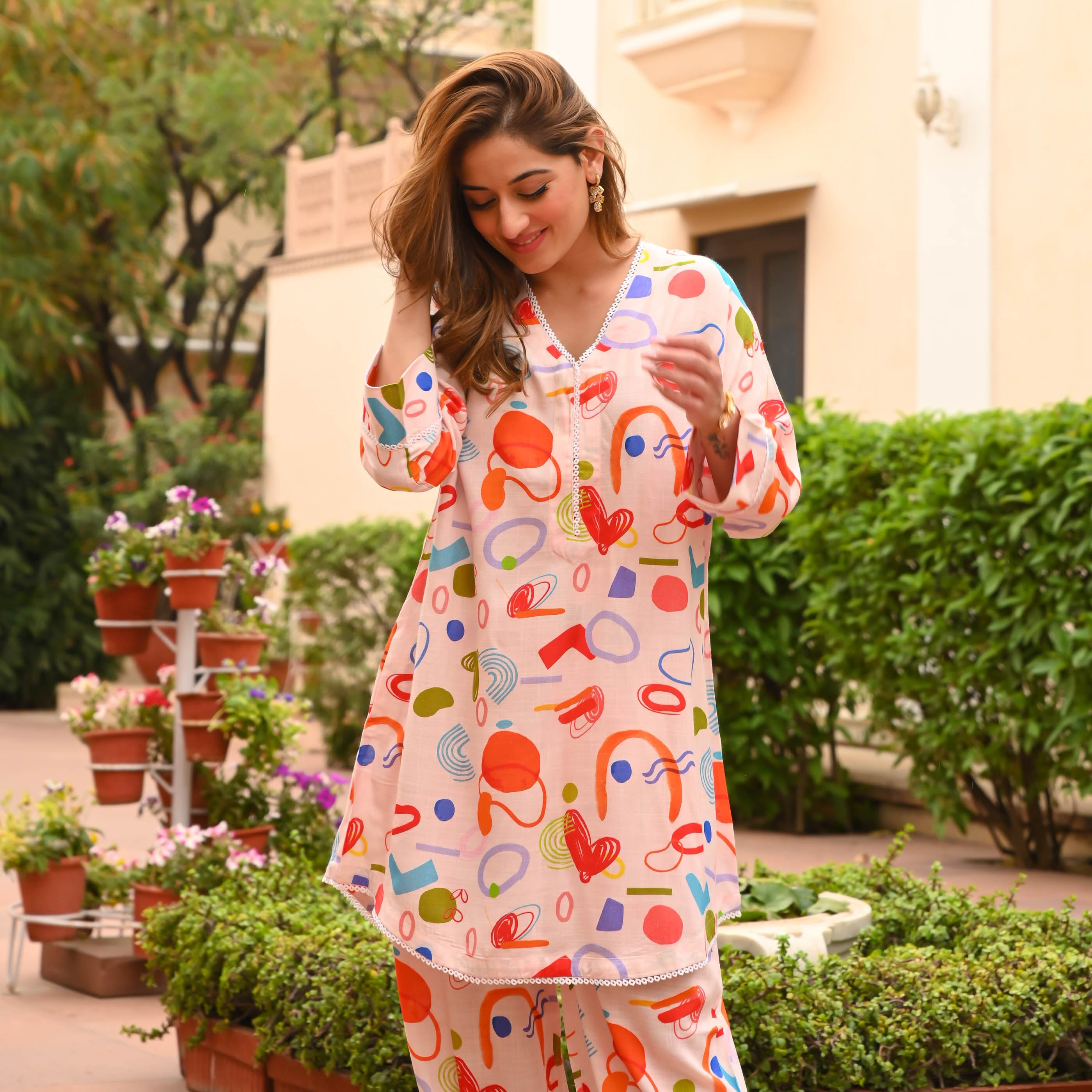 Doodle Hearts Kurta Pant Set For Women Online
